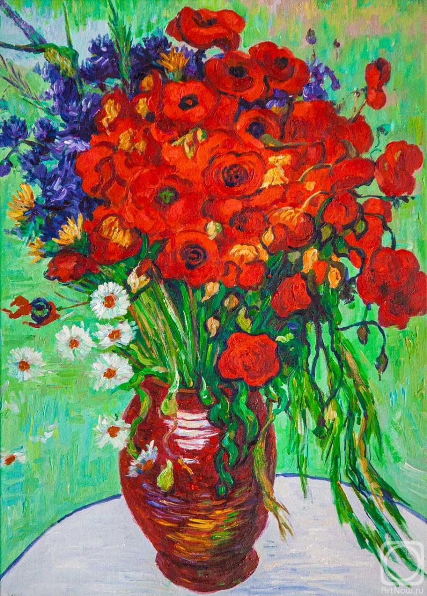 Kamskij Savelij. A copy of Vincent Van Gogh's painting. Red Poppies and Daisies