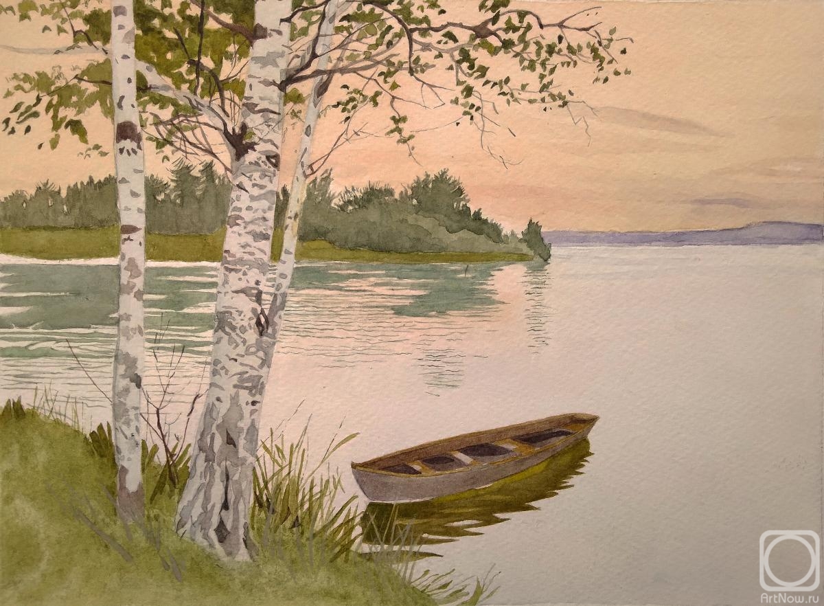 Shirokova Ekaterina. A boat near the shore (a copy of the work of A. N. Benois)