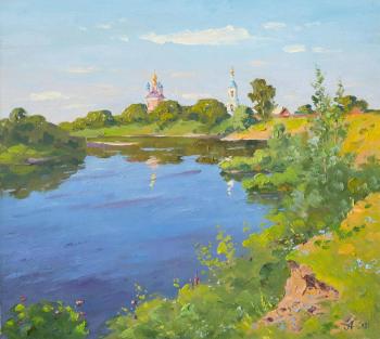Summer Morning on the Moksha River (River Moksha). Alexandrovsky Alexander