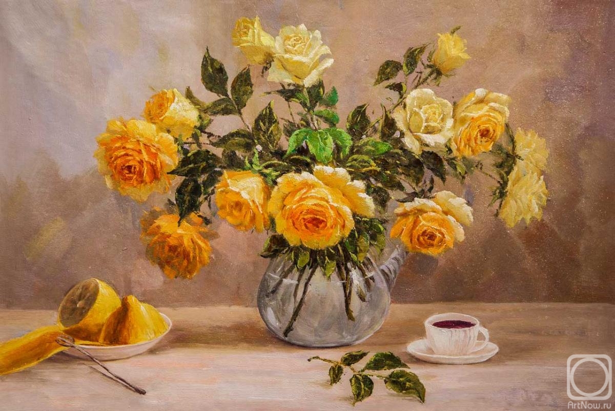 Vlodarchik Andjei. Morning still life with yellow roses