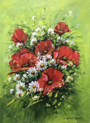 Poppies with daisies