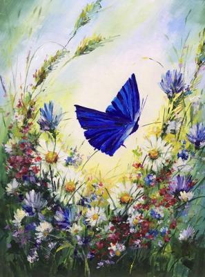 Wildflowers and a butterfly. Miftahutdinov Nail