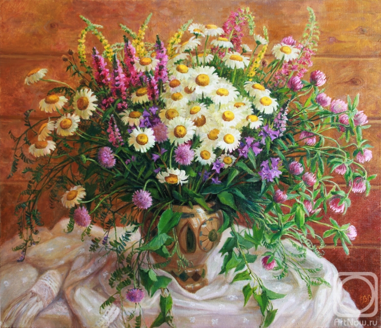 Shumakova Elena. Bouquet with daisies