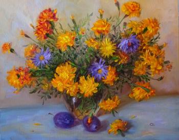 Marigolds and asters (Purple Plums). Razumova Svetlana