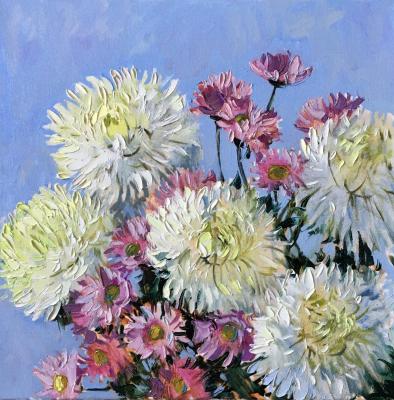 Delicate chrysanthemums (Painting By Elena Ostrovskaya). Ostrovskaya Elena