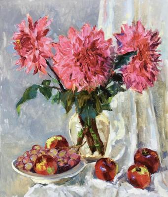 Dahlias and fruits (Artist Elena Ostrovskaya). Ostrovskaya Elena