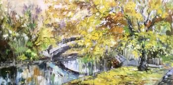Golden autumn. Pond in Krasnaya Presnya Park