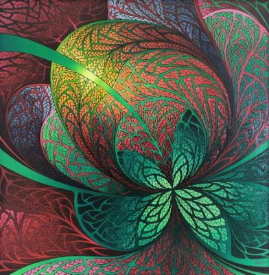 Evening dahlia through the eyes of a bee. Kochin Andrey