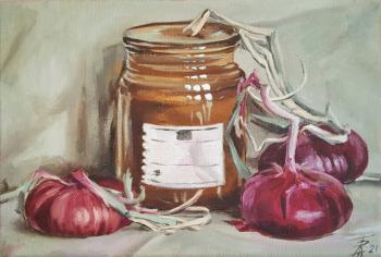 Still life with onions. Borsch Anna