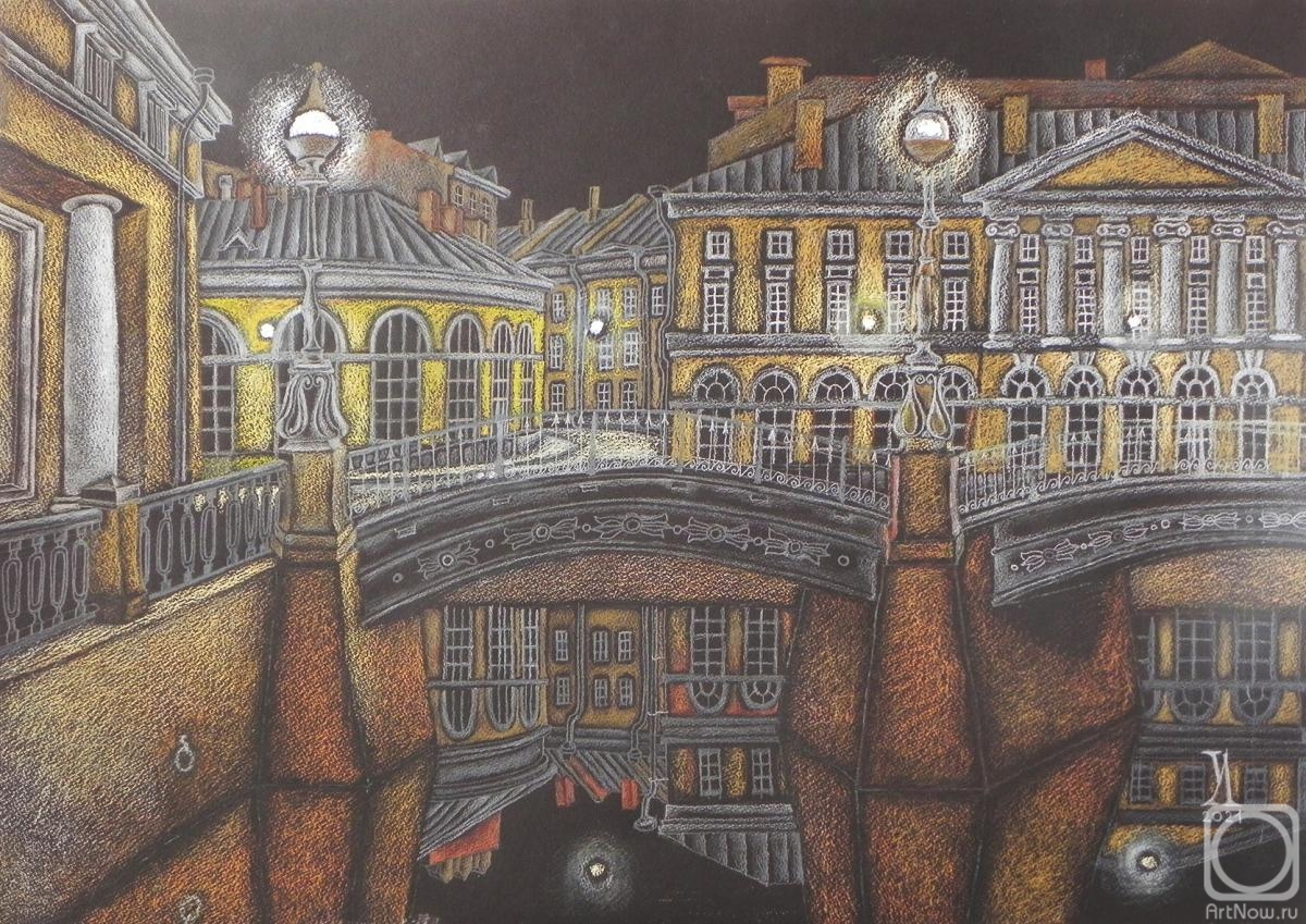 Uhova Lidiya. The series "Night Petersburg". Three bridges