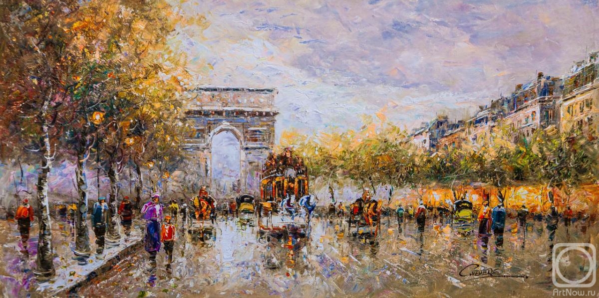 Vevers Christina. The landscape of Paris by Antoine Blanchard. Champs Elysees, Arc de Triomphe