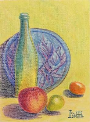 Stillife with blue plate and fruits (2)