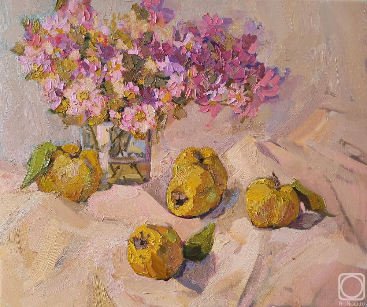Medvedok Ekaterina. Still life with flowers and fruits
