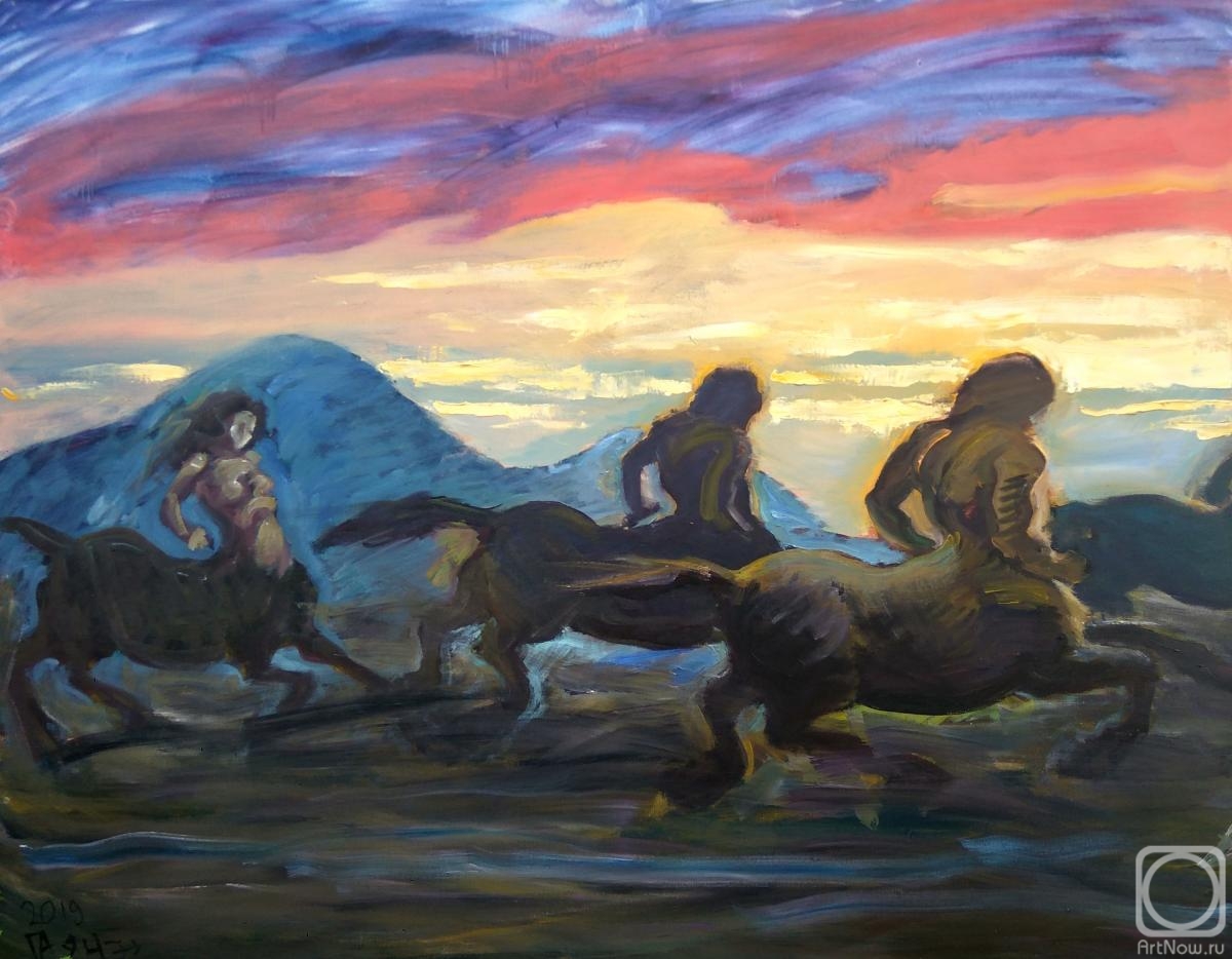 Dobrovolskaya Gayane. Running centaurs (left part of the diptych)