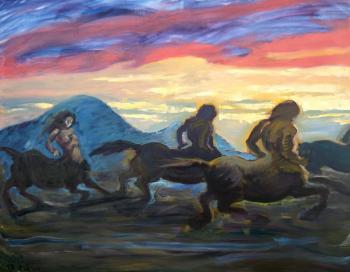 Running centaurs (left part of the diptych). Dobrovolskaya Gayane