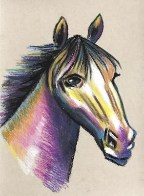 Copy 54 (horse's head on a gray background) (Gray Horse). Lukaneva Larissa