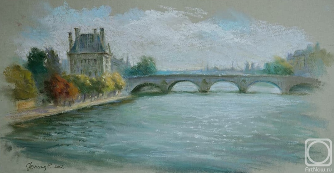 Yunina Elena. Paris. View of the Louvre Museum and Carrousel bridge