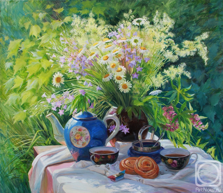 Shumakova Elena. Tea still life in the garden
