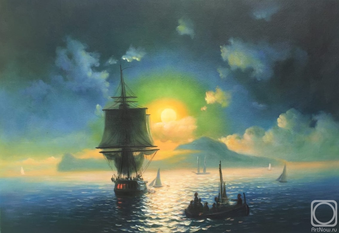 Kamskij Savelij. Copy of Ivan Aivazovsky's painting. Moonlit Night on Capri