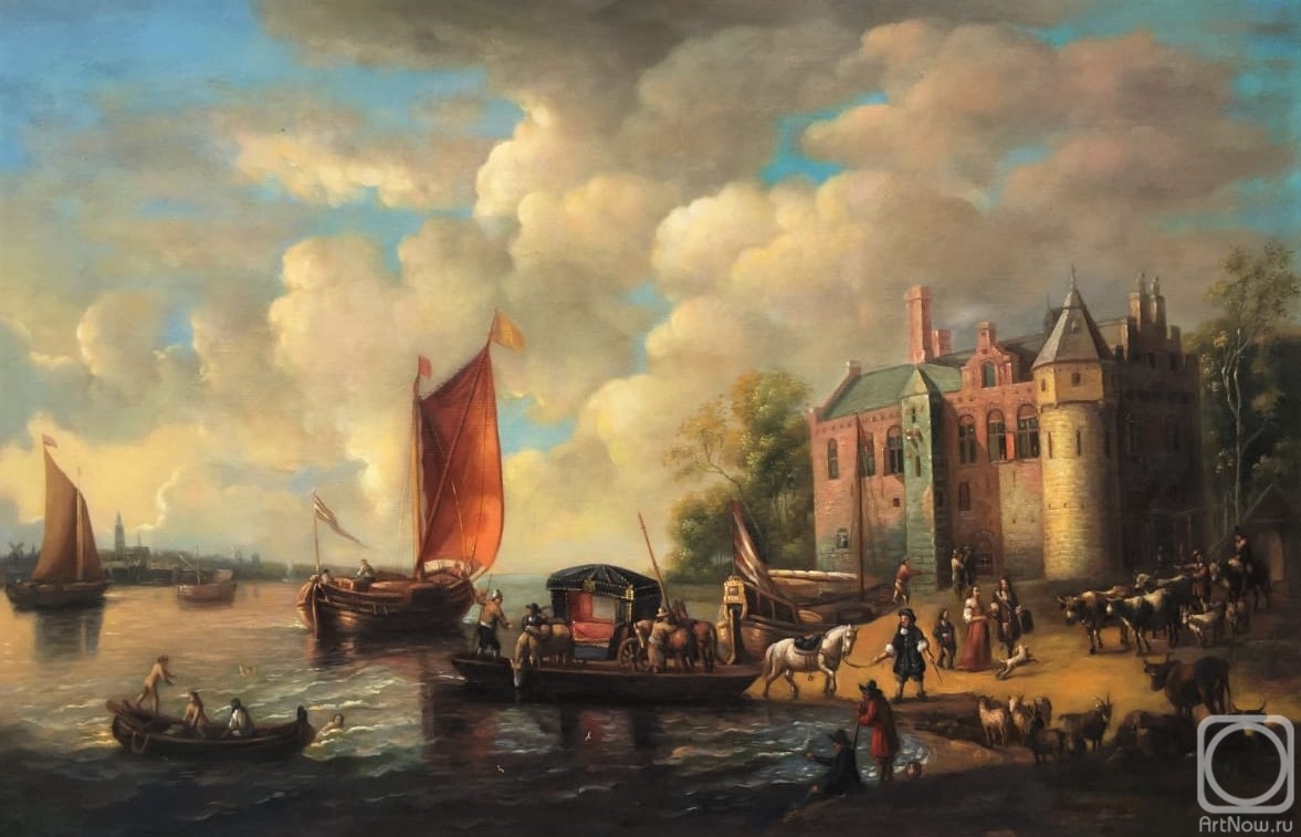 Kamskij Savelij. A copy of Peter van Velde's painting. Castle on the Shore