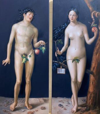 Copy of Albrecht Durer's diptych. Adam and Eve