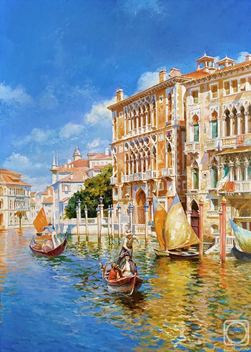 Bespalov Igor. Venetian Canal with Gondoliers