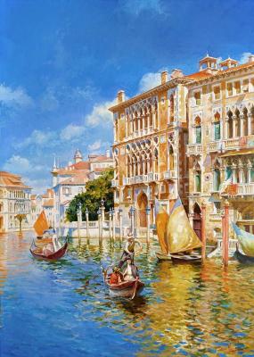 Venetian Canal with Gondoliers. Bespalov Igor