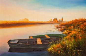 Boats at dawn (Painting With Hunting). Romm Alexandr
