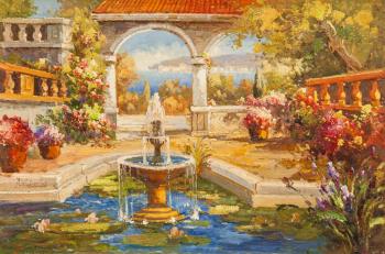 Blooming courtyard and fountain. Vlodarchik Andjei