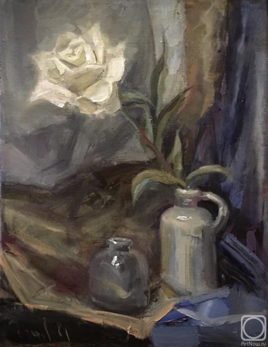 Zhmurko Anton. White rose, glass and ceramics