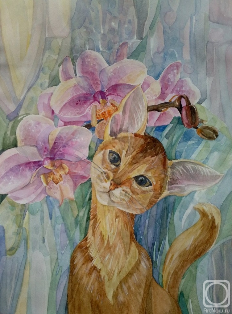 Vil Natalya. The cat in orchids