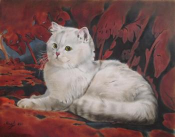 White cat (Cat On The Couch). Mahnach Valeriya