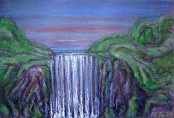 Waterfall 71-20 (Pastel Summer Landscape). Kyrskov Svjatoslav