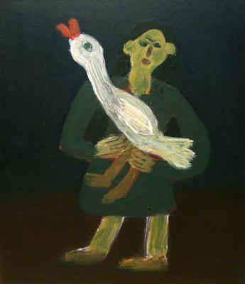 Girl with a goose. Jelnov Nikolay