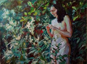 The girl in the flowers of meadowsweet (Spirea). Dobrovolskaya Gayane