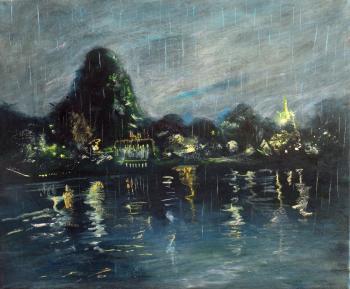 Rainy weather with evening lights (Blue Gray). Gubkin Michail