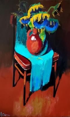 A Bouquet of Sunflowers on a Red Chair. Chatinyan Mger