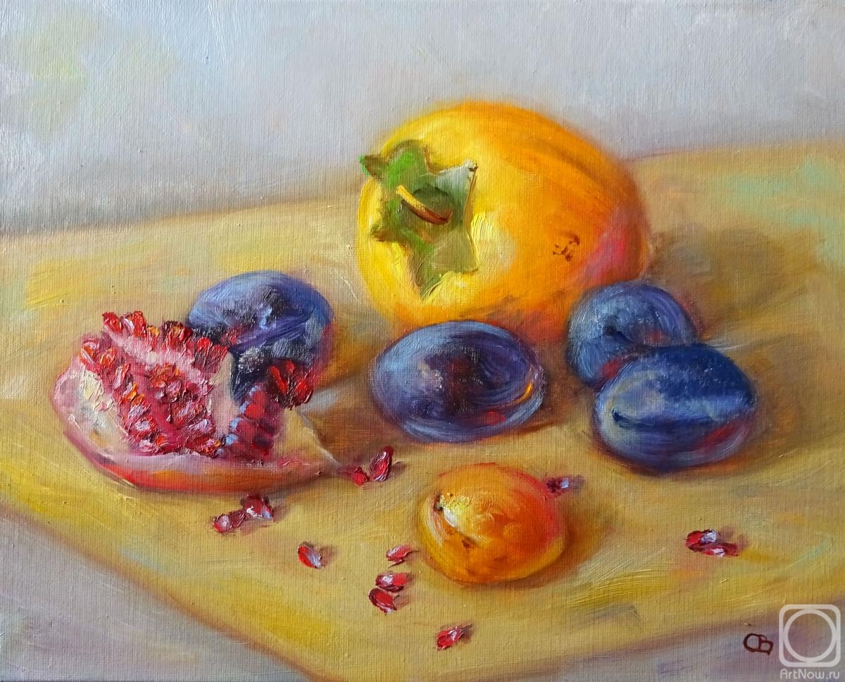 Razumova Svetlana. Still life with persimmons