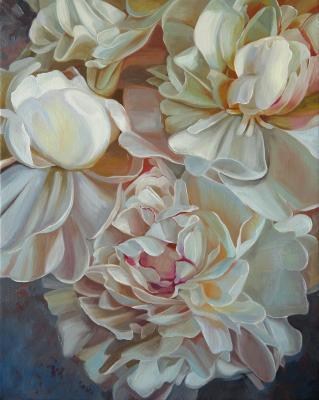 White and beige peonies