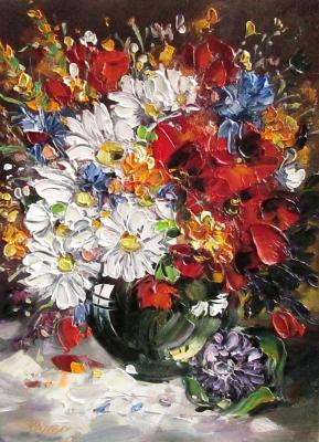Bouquet with poppies, daisies and cornflowers. Shubert Anna