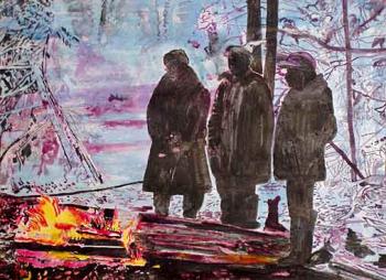 Three by bonfire , North Ural. Vinogradova Nina