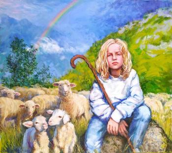 Shepherd boy at the green mountain (The Shepherd). Simonova Olga
