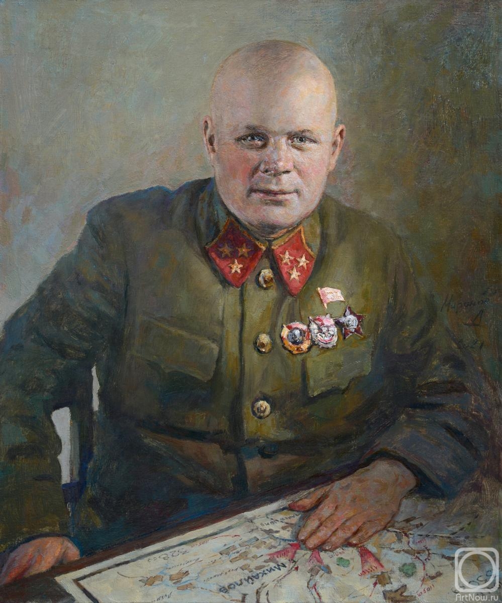 Mironov Andrey. Portrait of the commander of the 10th Army, Lieutenant General F.I. Golikov