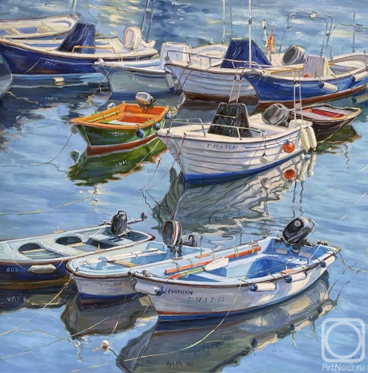 Filippova Ksenia. Blue and White boats in the morning (from the series "Spanish boats and ships")
