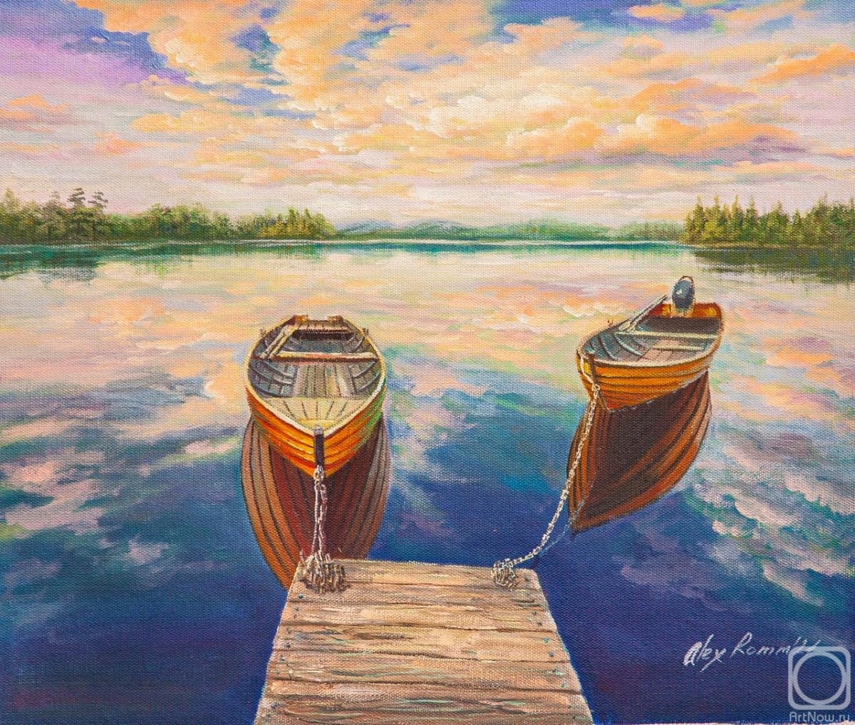 Romm Alexandr. Boats on the mirror surface of the lake
