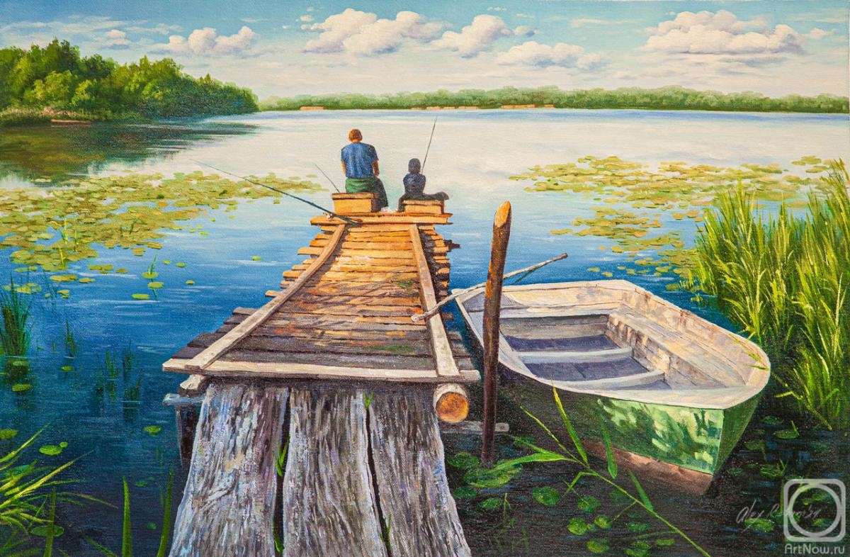 Romm Alexandr. Father and son on a fishing trip