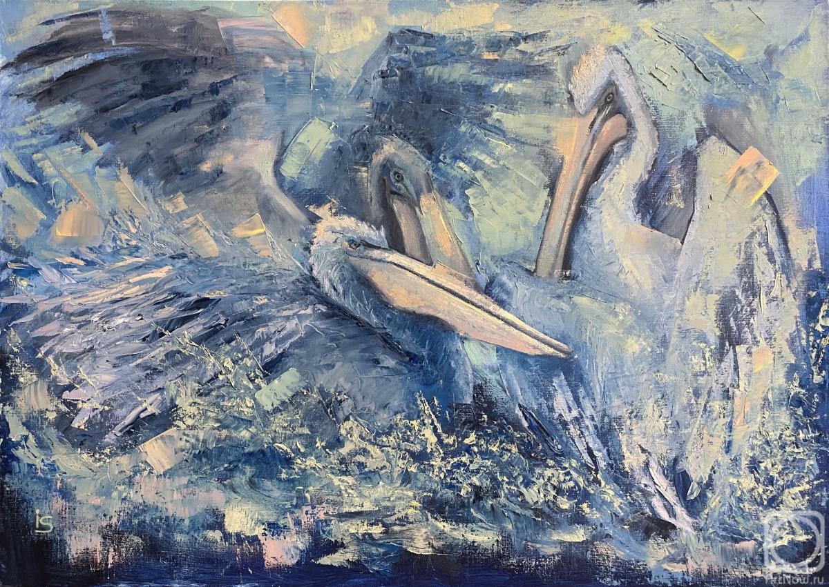 Sergeyeva Irina. Blue pelicans