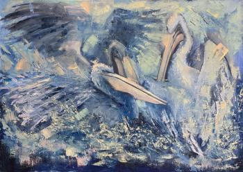 Blue pelicans (Large Size Painting). Sergeyeva Irina