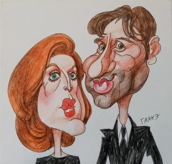 Painting Agents Scully and Mulder, friendly cartoon. Dobrovolskaya Gayane