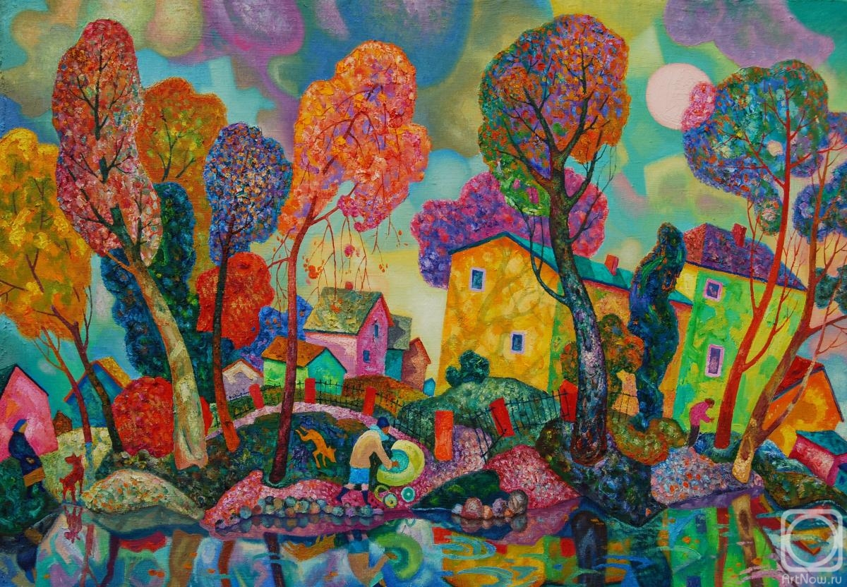 Tschernjavski Michail. Autumn landscape with moon